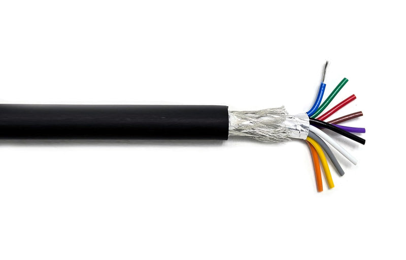 AMSB 22AWG 10C Shielded Cable Wire (UL2464) - Highly Flexible Str TC, PVC Ins, OS+TC BRD, PVC JKT for CNC Machine, Stepper Motor, VFD Spindle