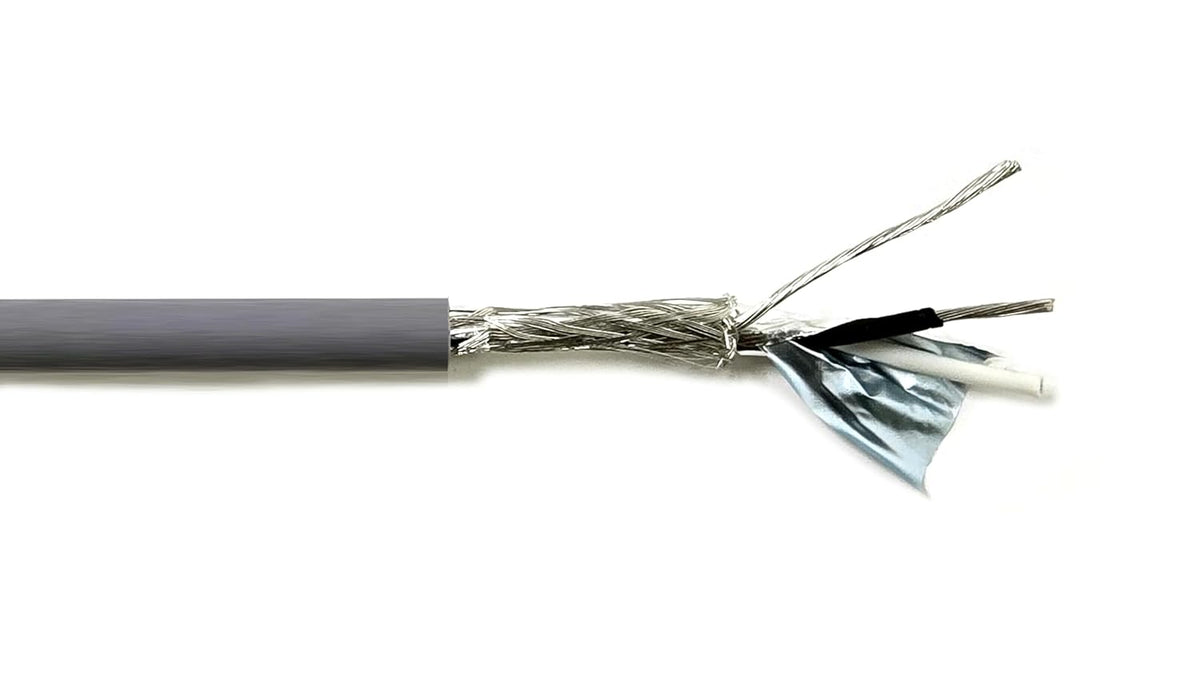 AMESB 20AWG 2C Shielded Cable Wire (UL2464) - Flexible Str TC, PVC Ins, OS+Drain+TC BRD, PVC JKT for CNC Machine, Stepper Motor, VFD Spindle