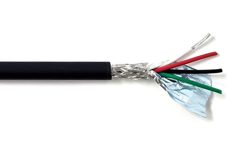 AMSB 22AWG 4C Shielded Cable Wire (UL2464) - Highly Flexible Str TC, PVC Ins, OS+TC BRD, PVC JKT for CNC Machine, Stepper Motor, VFD Spindle