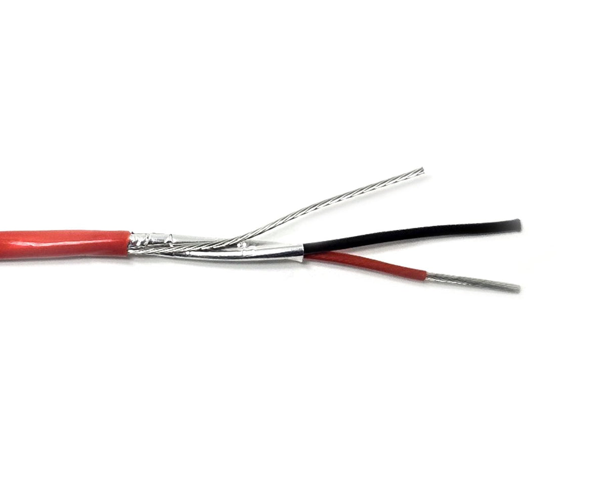 Equal to Belden 88760 18AWG 1Pr High Temp 300V 200C Plenum Rated CMP Str TC FEP Ins Overall Shielded FEP JKT for Communications, Audio, Control, Signaling, Power-Limited Systems Red 250FT