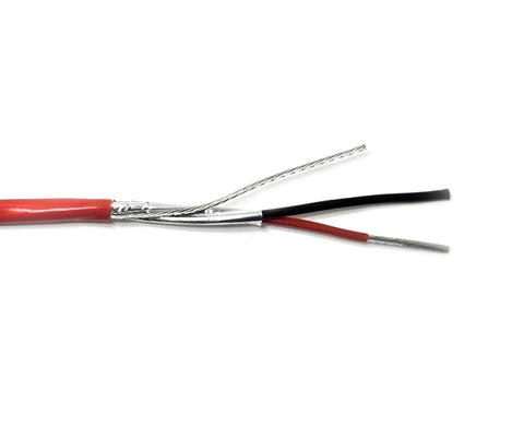 Equal to Belden 88760 18AWG 1Pr High Temp 300V 200C Plenum Rated CMP Str TC FEP Ins Overall Shielded FEP JKT for Communications, Audio, Control, Signaling, Power-Limited Systems Red 250FT