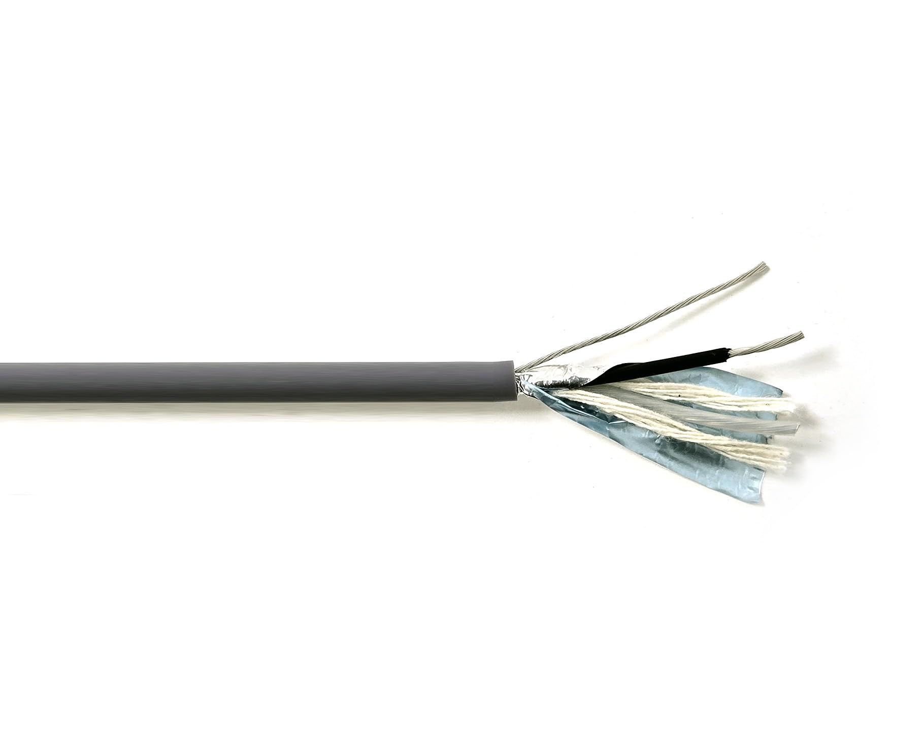 18AWG 1Pr Foil Shielded Cable Equal to Belden 8760 Str TC, PE Ins, Indiv., PVC JKT, CM for Audio, Control, Instrumentation, Low Voltage Analog Signals & Digital Control, Computer Grey 100FT