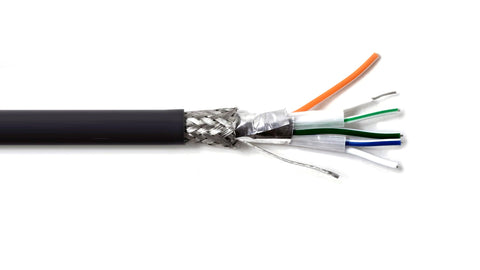 RS-485 24AWG 1Pr Shielded Cable - Equal to Belden 9841, Str TC, PE Ins, OS+Drain+TC BRD, PVC JKT, 120 ohm for Low Voltage Analog Signals/Digital Control