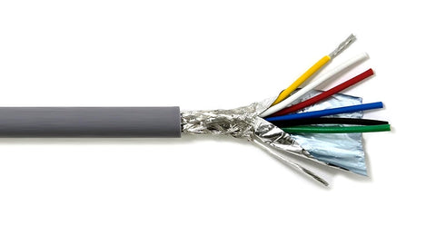 AMESB 18AWG 6C Shielded Cable Wire (UL2464) - Flexible Str TC, PVC Ins, OS+Drain+TC BRD, PVC JKT for CNC Machine, Stepper Motor, VFD Spindle