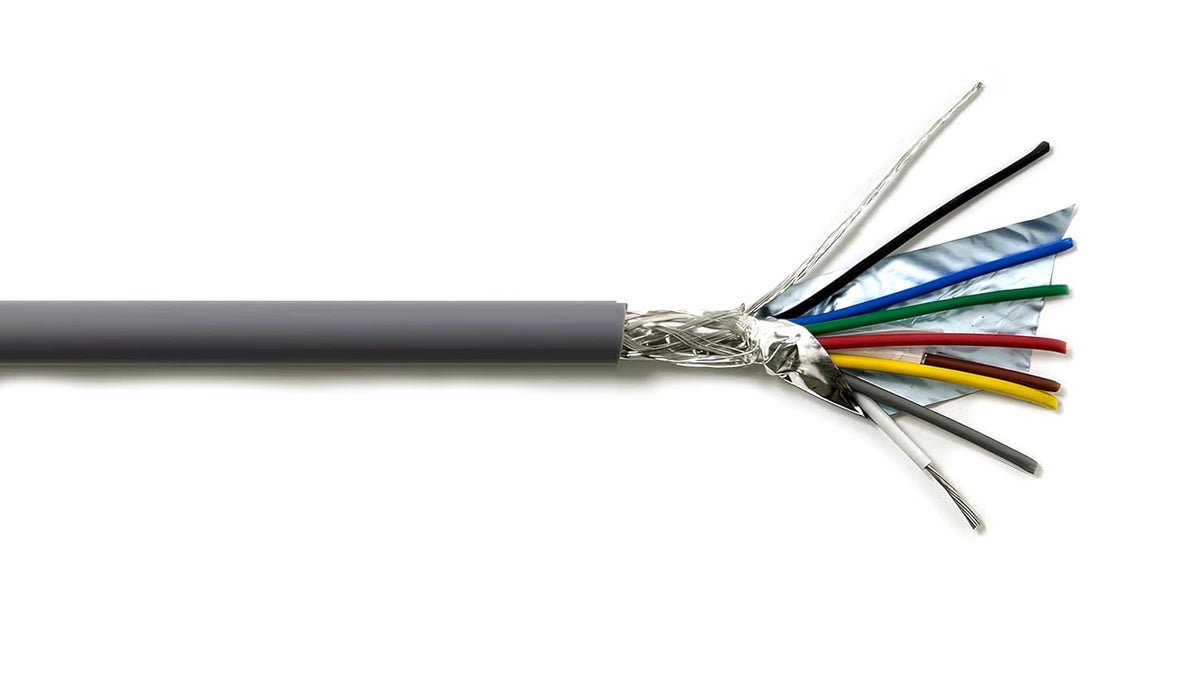 AMESB 18AWG 8C Shielded Cable Wire (UL2464) - Flexible Str TC, PVC Ins, OS+Drain+TC BRD, PVC JKT for CNC Machine, Stepper Motor, VFD Spindle