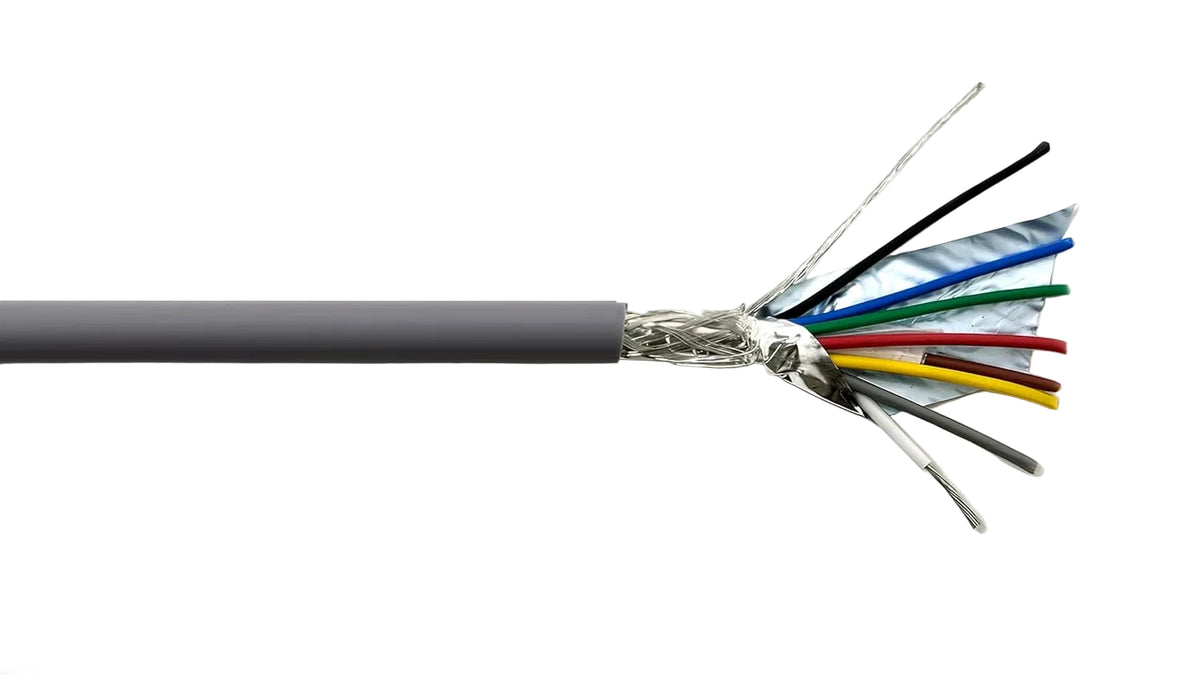 AMESB 22AWG 8C Shielded Cable Wire (UL2464) - Flexible Str TC, PVC Ins, OS+Drain+TC BRD, PVC JKT for CNC Machine, Stepper Motor, VFD Spindle