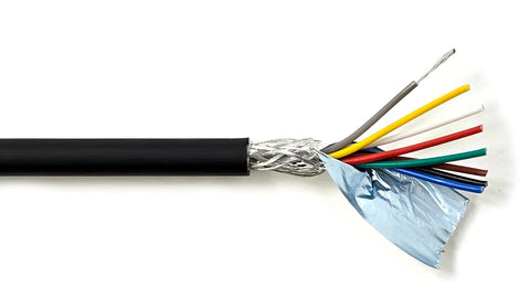 AMSB 22AWG 8C Shielded Cable Wire (UL2464) - Highly Flexible Str TC, PVC Ins, OS+TC BRD, PVC JKT for CNC Machine, Stepper Motor, VFD Spindle
